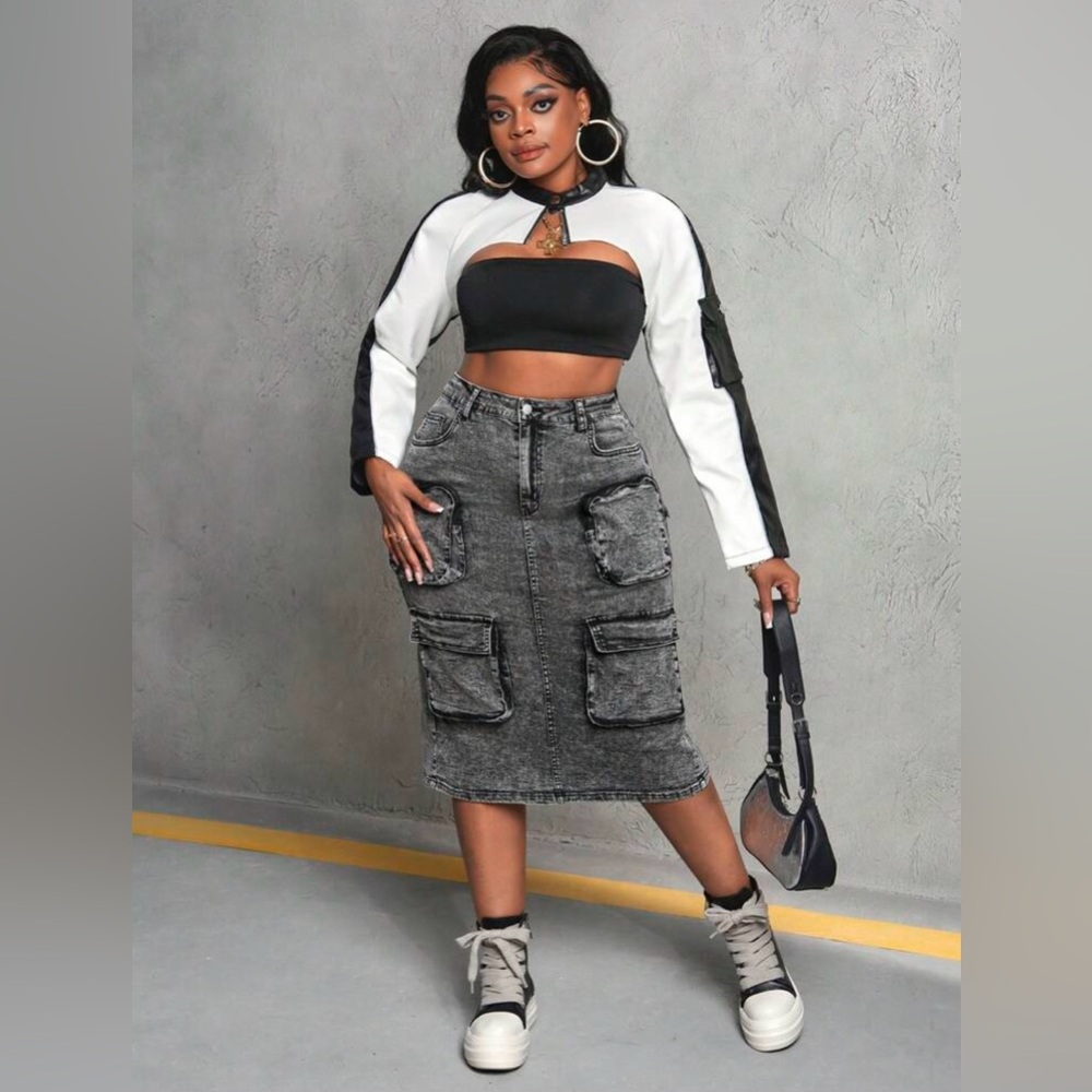 Plus Size Women's Denim Skirt